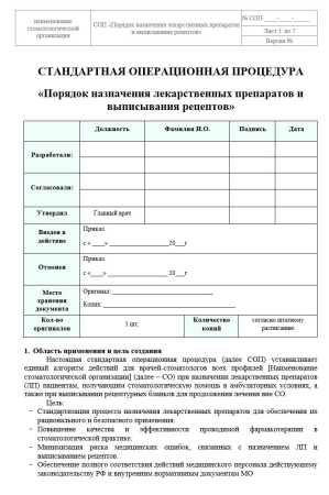 Полный комплект документов «Лекарственное обеспечение в стоматологии»
